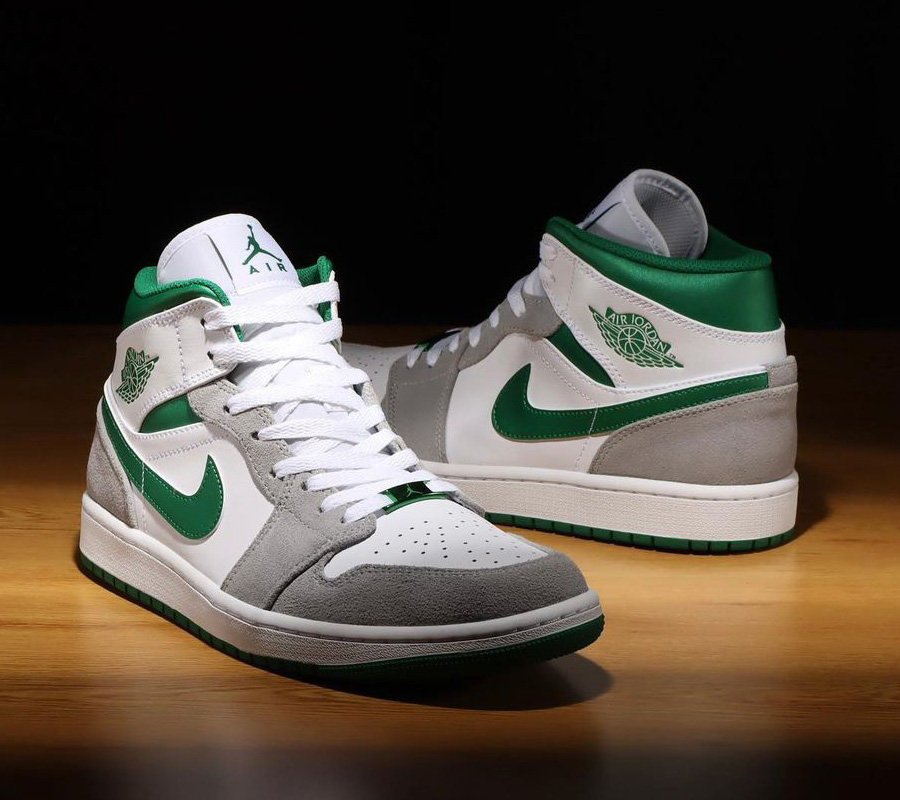 gray and green jordan 1